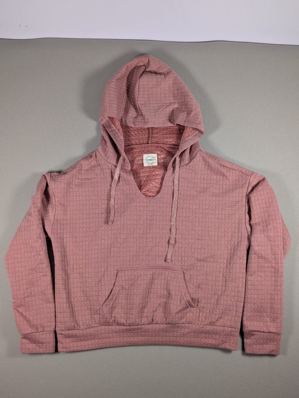 Women's One Step Up Waffle Pattern Pink Hoodie Size L